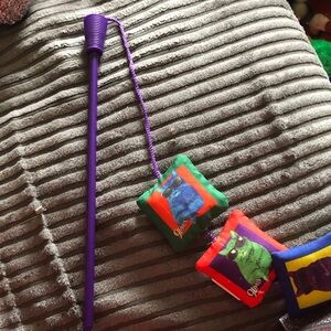 Olivers Purple Cat Wand with Colorful Plush Squares